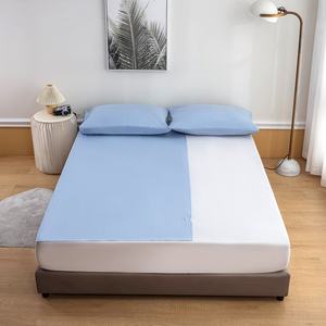 Sábana Plana Azul con Diseño Liso para Cama, 400 Hilos, 95% Algodón, Antiestática, Duradera, Ecológica, Bordada, de Calidad Superior - Product Image 4