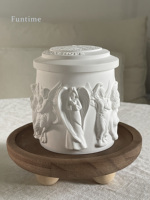 Bougie parfumée en cire de soja de luxe avec sculpture en relief d'ange, pot en plâtre moderne, aromathérapie, senteurs personnalisées, Diwali, Fête des Pères