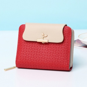 Wholesale New Fashion <b>Ladies</b> Luxury RFID <b>Wallet</b> Purses PU Coin Purse Open Closure Short Thread Pattern Polyester for Women - Product Image 3