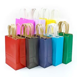 Wholesale Price Paper <b>Gift</b> <b>Bags</b> Solid Color Shopping Carrier <b>Bag</b> Portable Kraft Handbag Supplier - Product Image 3