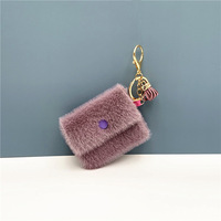 Porte-monnaie mini mignon en peluche, porte-clés couleur bonbon, écologique, durable, pendentif Kawaii pour enfants, sac de rangement pour câbles de données