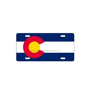 Pelat Nomor Mobil Bendera Negara Bagian Colorado Kualitas Tinggi Lisensi Aluminium Murah P