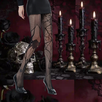 Collants résille effet toile d'araignée pour femme, tricotés sans couture, ajourés, taille haute