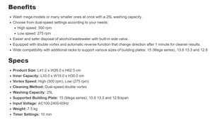 Phrozen Mega S 25L Machine de lavage et de séchage automatique à fonction de rétrolavage, nouveau dispositif de nettoyage industriel avec garantie d'un an - Product Image 3