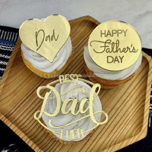 <span class=keywords><strong>Feliz</strong></span> Día del Padre Acrílico Cake Topper Good Dad Love You Daddy Espejo Acrílico Disco Cupcake Decoración - Product Image 4