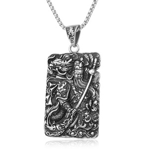 Collar con colgante de acero inoxidable yunnique Guan Gong para hombre, estilo Punk, colgante cuadrado con diseño de espada, regalo de joyería de moda - Product Image 1