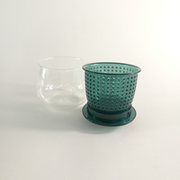 Ensemble de thé et café en verre borosilicate écologique de luxe moderne de 12 oz, tasse à thé avec infuseur, tasse à thé transparente, passoire en plastique, fabrication artisanale