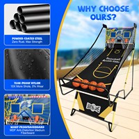 Jeu d'arcade de basket-ball pliable pour 2 joueurs avec tableau de scores électronique LED, jeu de tir à double panier d'intérieur pour enfants et adultes, prise US