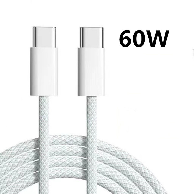 2025 New Braided 60W 3ft 6ft 1m 2m USB C Mobile Phone Data Cable Type C to Type C PD Cable for IPhone 16 16pro 15pro 15 Pro Max