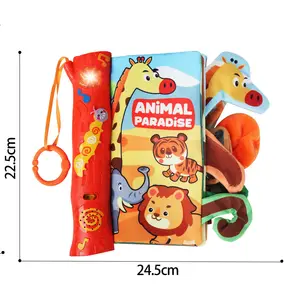 2024 Baby new electric sound light animal soft tail story cloth book toys early education sensory 3D soft baby cloth book toys