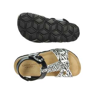 Sandalias planas Grunland para niña SB1138-70, color negro, plateado, con estampado de cebra - Product Image 6