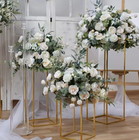 Grande Boule de Fleurs de Mariage Artificielle en Soie de 50cm 60cm 70cm Arrangement Rose Blanc Rouge Rose Centres de Table Décorations de Mariage