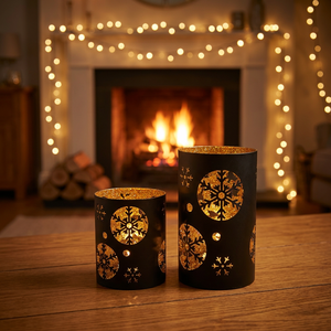 Porte-bougie cylindrique en fer gaufré motif sapin de Noël, étanche, sans plomb, fait main, écologique, durable, Saint-Valentin, Sonnet - Product Image 4