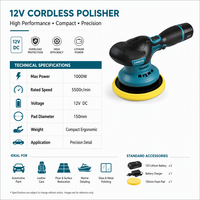 Polisseuse de voiture sans fil professionnelle industrielle 12V, équipement de cirage de carrosserie rechargeable, miroir de sol