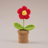 Pot Bunga Rajut Buatan Tangan Laris Manis, Hadiah Pot Bunga Crochet Bunga Matahari Mawar Tulip Daisy untuk Dekorasi Rumah