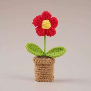 Vaso di Fiori Lavorato a Mano all'Uncinetto, Regalo Decorativo con <span class=keywords><strong>Girasole</strong></span>, Rosa, Tulipano e Margherita per la Casa - Product Image 5