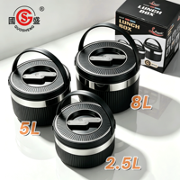Lot de 3 chauffe-plats isothermes en acier inoxydable 2,5L/5L/8L avec poignée SA pour la restauration et le stockage alimentaire