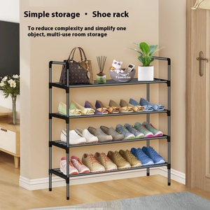 Economico nero <span class=keywords><strong>plastica</strong></span> e metallo Multi-strato pieghevole scarpiera Design semplice <span class=keywords><strong>di</strong></span> stoccaggio multifunzionale per soggiorno camera da letto - Product Image 2