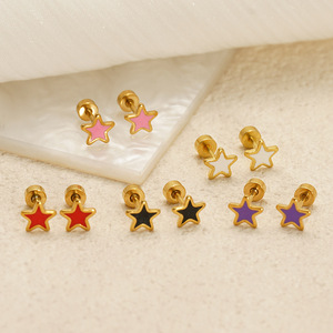 Star Stud <b>Earrings</b> Stainless Steel Multi Color Five Pointed Star Women Fashion Jewelry Small <b>Earrings</b> For Everyday Wear - Product Image 1