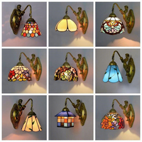 Applique Murale Vintage en Verre Teinté, Style Art Nouveau Sirène, Support en Bronze, Lampe Mosaïque Faite à la Main pour Chambre, Salon, Hôtel, Hall