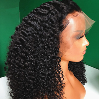 Perruque Afro Bouclée Kinky Mongole 400% Haute Densité Cheveux Vierges Alignés avec Cuticules Perruques à Fermeture Frontale en Dentelle