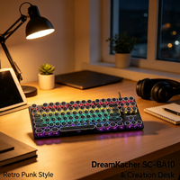 Clavier de jeu mécanique avec 87 touches, connexion USB de type A filaire, rétroéclairage RVB, design à profil bas, commutateurs à montage à chaud, plug-and-play