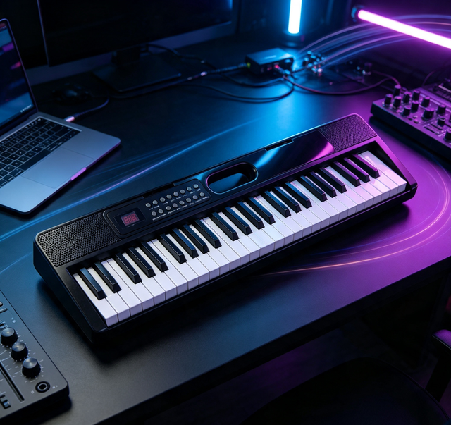 Portable 61-Key Electronic Digital Piano Keyboard, 127-Rhythm Dual-Tone Unfolded Music Keyboard with Touch Sensitive Keys
