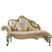 Chaise longue en bois massif de style européen, canapé une place, lit de beauté français, tabouret de bout de lit, chaise impératrice, démontable, haut de gamme
