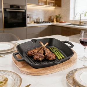Plaque de cuisson carrée en fonte à double poignée, antiadhésive, universelle pour grillades de steaks, barbecue extérieur, cuisinière électrique et usage commercial - Product Image 3