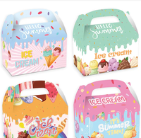 Nouveauté Boîte en papier pliable 8x4x4 avec poignée pour bonbons, collations, poulet frit, hamburgers, frites