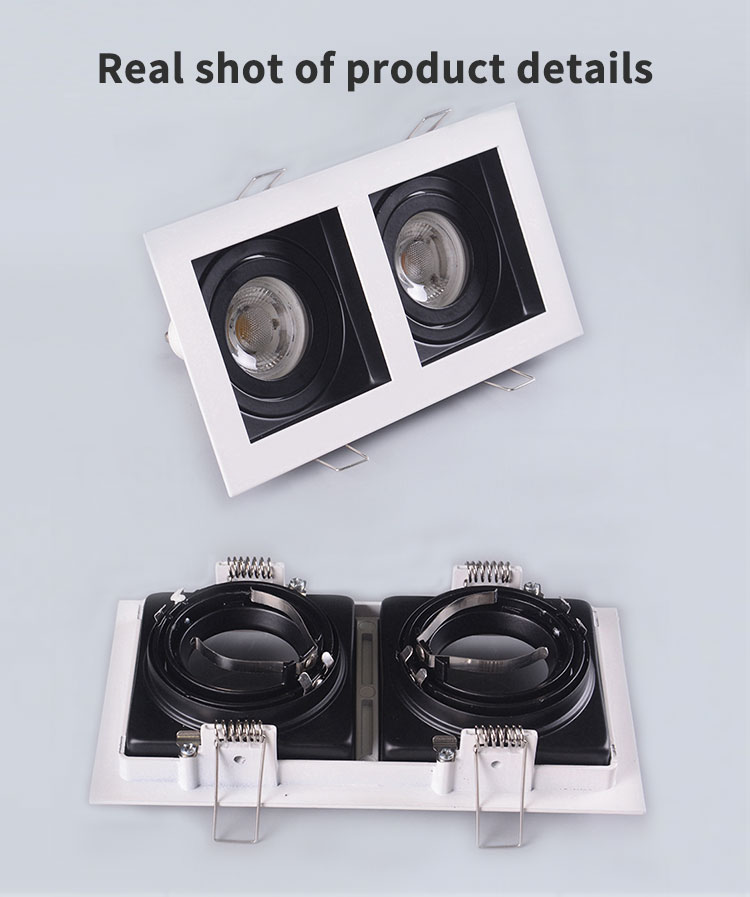 Square Anti Glare Downlights 185X100mm Adjustable Twin Head Downlight