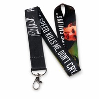 Sangle de lanière personnalisée par sublimation, en gros, avec clips crocodile, impression couleur intégrale, détachable, pour porte-badge et porte-clés