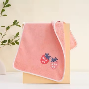 Serviette de bain en velours de corail de cerise de luxe 70*140cm 35*75cm tailles Polyester doux épais absorbant jetable dessin animé broderie de fruits - Product Image 5