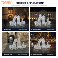 Motif lumineux LED TOPREX Scène de Nativité Géante, Éclairage extérieur pour Églises et Places, Étanche IP65, Grand Modèle de 3M, Design Manger