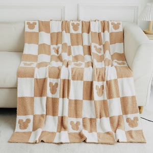 <span class=keywords><strong>Couverture</strong></span> en microfibre tricotée à damier pour bébé Mickey, 127x152cm, noire et grise, personnalisée, classe A - Product Image 2