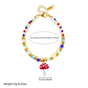 Fashion Charm Bracelet Rainbow Beaded Mushroom Pendant Women's Jewelry Zinc Alloy Cartoon Design Yiwu Origin - Product Image 4
