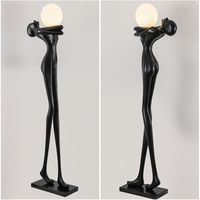 Lampe sur pied en résine sculptée en forme humaine abstraite artistique, lampe LED pour hôtel, hall d'accueil, espace d'exposition, décoration