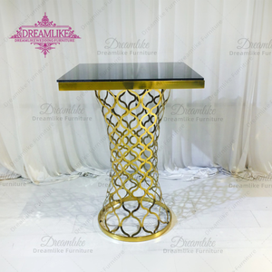 Mesas modernas de bar con tapa de cristal y patas doradas, mesas de <span class=keywords><strong>pub</strong></span> con base metálica para el hogar, bar, hotel o Banquete, venta al por mayor, muebles de club nocturno - Product Image 2