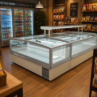 Congélateur coffre commercial pour supermarché, vitrine de présentation pour aliments surgelés, porte vitrée combinée, grande capacité, dégivrage automatique