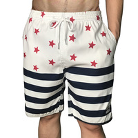 Design personnalisé d'usine OEM en polyester avec cordon de serrage pour hommes Impression numérique personnalisée Drapeau des États-Unis Maillot de bain d'été Boardshorts