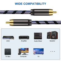 Cable de Subwoofer RCA macho a macho HiFi 5,1 SPDIF Cable de Audio Coaxial estéreo para cine en casa, HDTV, amplificador altavoz barra de sonido