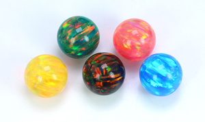 Perles rondes en opale gelée certifiées GIA, synthétiques, créées en laboratoire avec jeu de couleurs - Product Image 3
