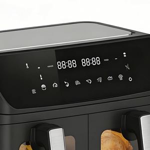 Friteuse à air double panier 10L 2400W, électrique, en plastique, multifonction, sans huile, finition noir mat, garantie 1 an - Product Image 2