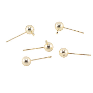 Metal Beaded Stud <b>Earring</b> Pins Round Shape For <b>Earring</b> Making Jewelry Findings Components Plated Finish - Product Image 3