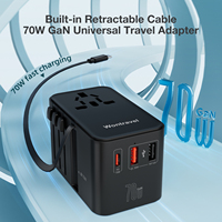 Wontravel GaN PPS 70W 4 Ports Fashion Adaptateur de voyage universel Portable World avec câble attaché