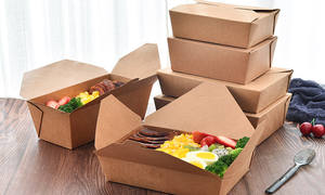 使い捨て紙食品ボックス/コンポスタブルカスタマイズ紙食品包装/クラフト竹白デリボックス - Product Image 3