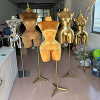 Bbl courbé femme grandes hanches modèle de Mannequin brésilien factice en fibre de verre tête d'or en cuir PU demi-taille Mannequin haut du corps