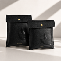Pochette à bijoux de luxe en cuir PU carrée avec logo personnalisé, fermeture à bouton, compartiment secret, anti-rayures, anti-poussière, pour voyage, OEM