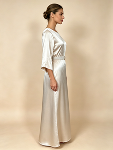 SWEET BABE Elegant style Midi Satin Solid Casual Fitted Party Wear Custom Made Satin <b>Dress</b> - Product Image 2