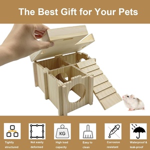 JTPAWS - Cachette moderne en bois pour hamster d'extérieur avec échelle et plateforme amovible - Accessoires de <span class=keywords><strong>cage</strong></span> en bois pour petits animaux - Product Image 5